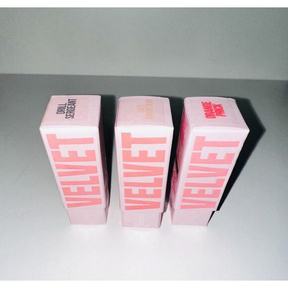 Set Of 3! NIB Jeffree Star Velvet Trap Lipstick Drill Sergeant Orange Prick Diet - Picture 1 of 6